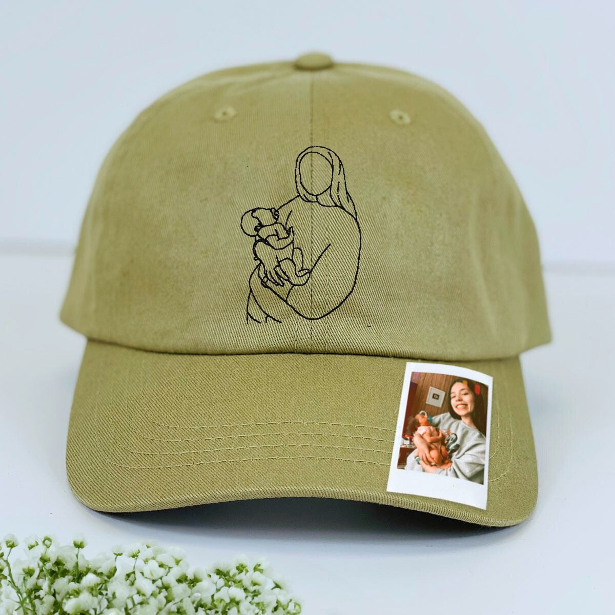 Personalized Mom Hat with Custom Embroidered Photo - Unique Mom Gift Idea