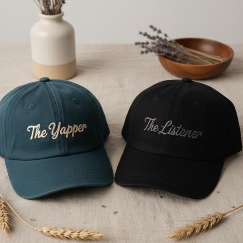 Custom Couples Embroidered Hat, The Listener and Yapper Cap, Matching Embroidery Dad Hats, Anniversary Gift for Couples