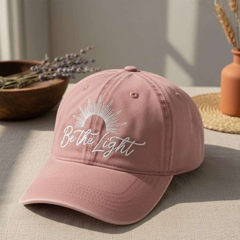 Be The Light Embroidered Cotton Dad Hat, Christian Gift