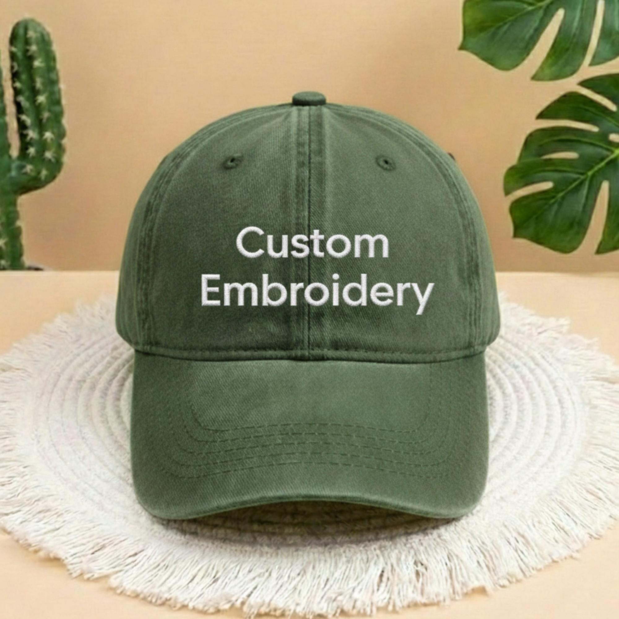 Custom Embroidered Baseball Cap, Personalized Text White Sun Hat, Aesthetic Custom Name Gift, Trendy Personalized Phrase Headwear