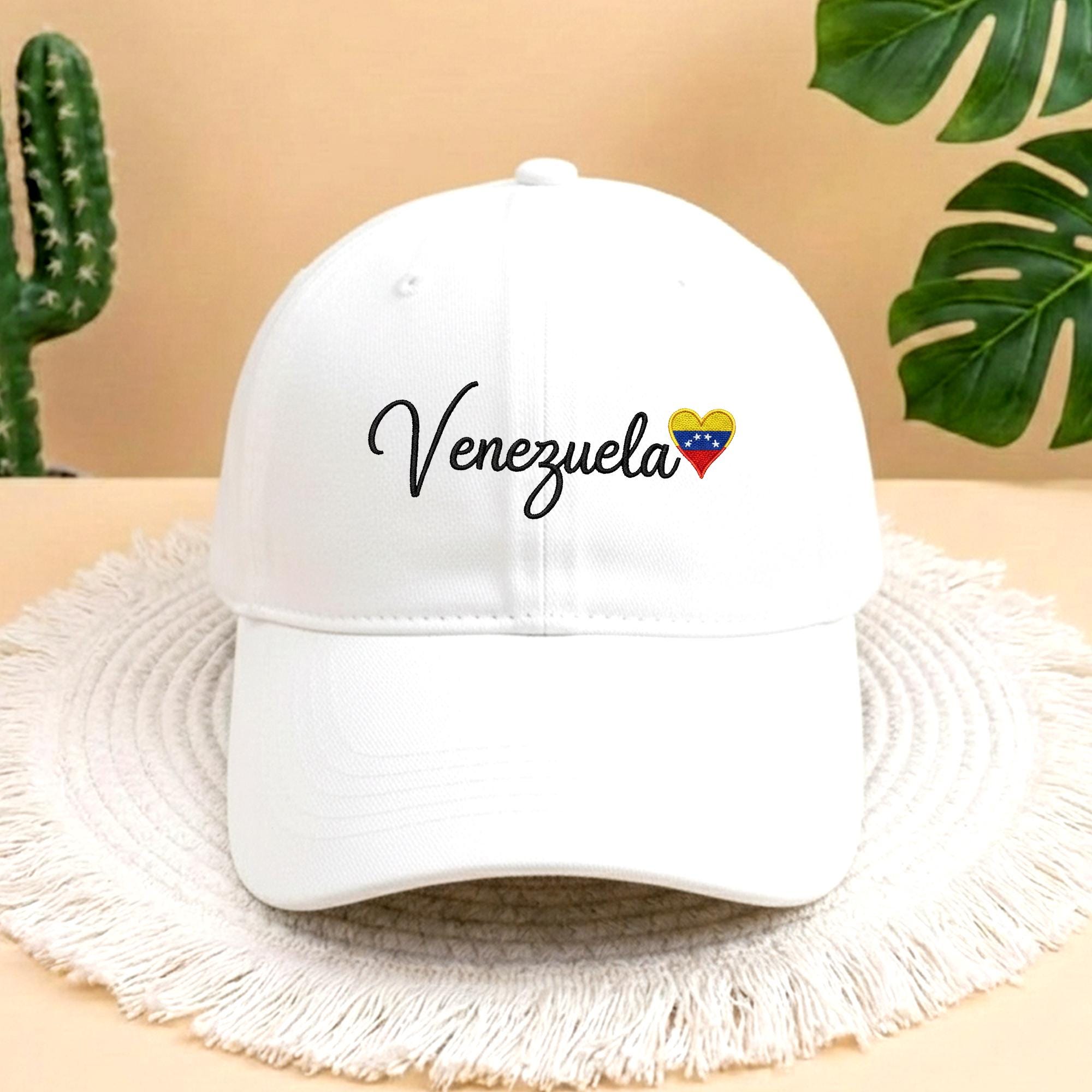Venezuela Heart Embroidered Baseball Cap, Aesthetic White National Pride Hat, Minimalist Venezuela Flag Sun Hat, South American Gift