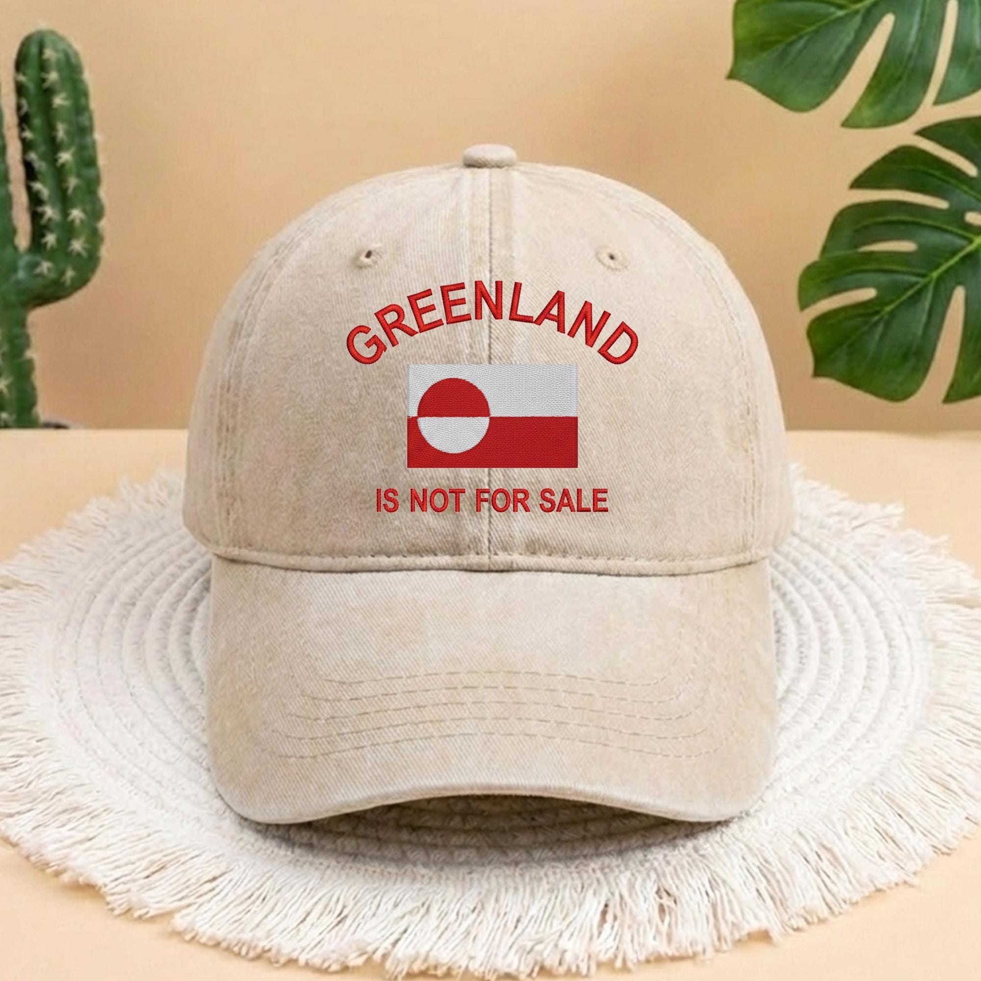 Greenland Is Not For Sale Embroidered Baseball Cap, Trendy Political Statement Sun Hat, Greenland Gift, Greenland Hat, Greenland Support