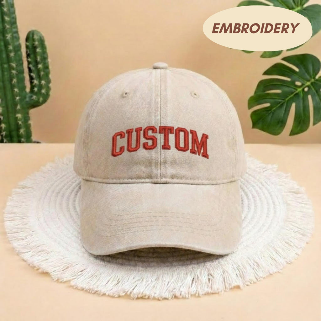 Personalized Text Hat, Custom Logo Embroidered Hat, Retro Baseball Hat, Vintage Style Trucker Hat, Fathers Day Gift, Gift for New Dad Mom