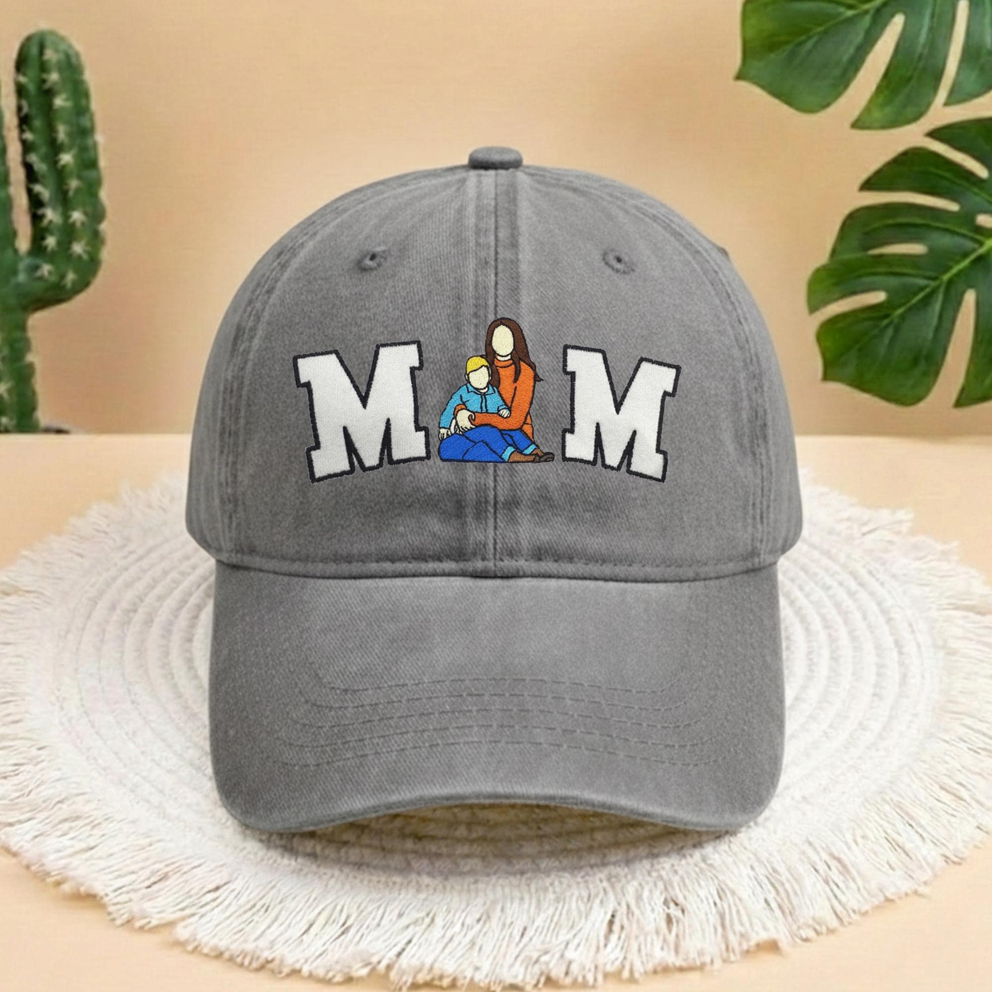 Embroidered Custom Photo Mama Year Hat, Embroidery Text, Photo Embroidery, Memory Gift, Gift for Mom, Custom New Mom Gift