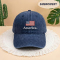 America USA Flag Embroidered Hat, Vintage American Pride Baseball Cap, United States Patriotic Headwear, Fourth of July Gift, Sun Hat