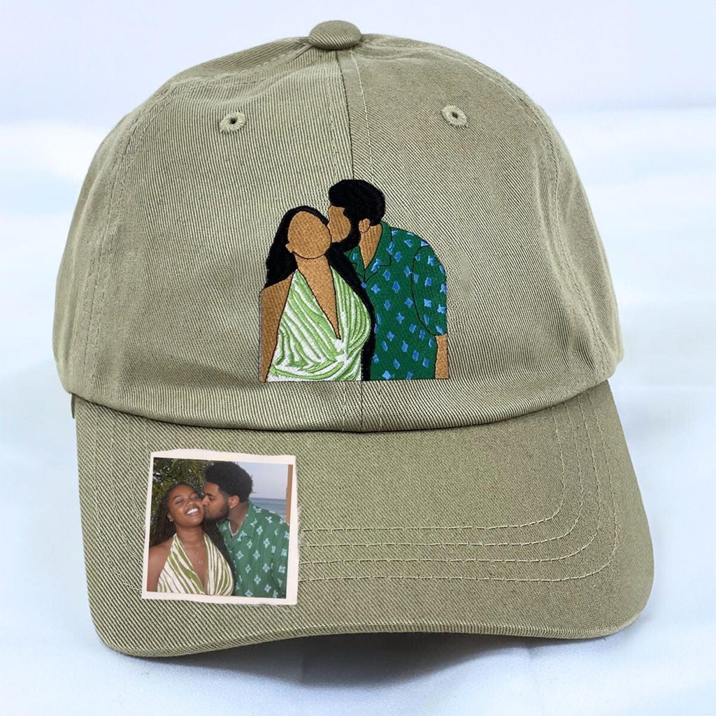 Custom Family Photo Embroidered Hat, Personalized Family Portrait Baseball Cap, Custom Father Mother Child Cap, Embroidery Portrait Hat