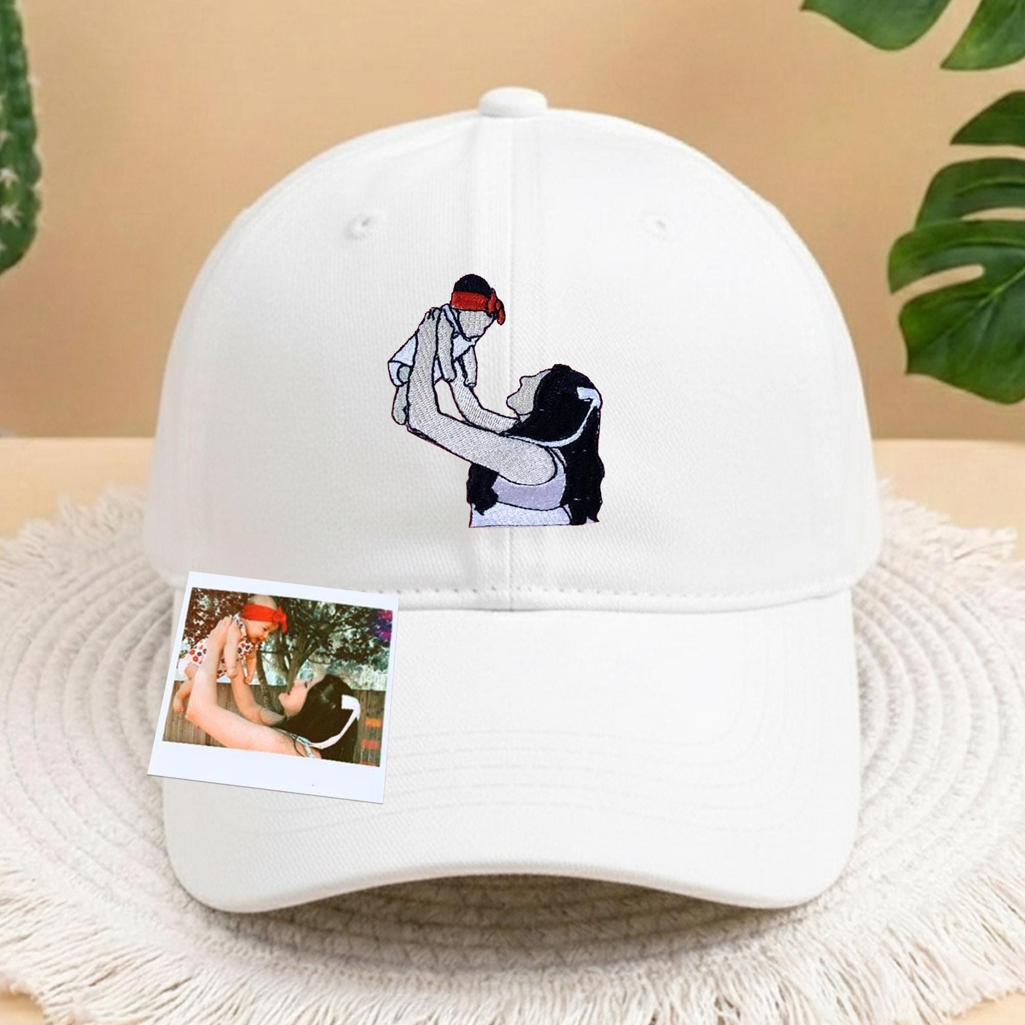 Custom Photo Portrait Hat, Personalized Mom and Child Cap, Embroidered Custom Portrait Cap, Personalize Hat Custom Embroidery, Mothers Day