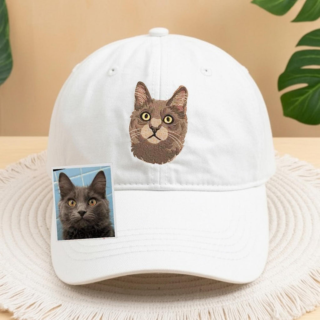 Custom Embroidered Pet Photo Dad Hat – Personalized Dog and Cat Baseball Cap, Gift for Dog Lovers, Personalized Dog/Cat Cap