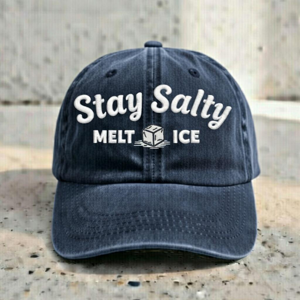 Stay Salty Melt ICE Embroidered Dad Hat, Unisex Cotton Cap