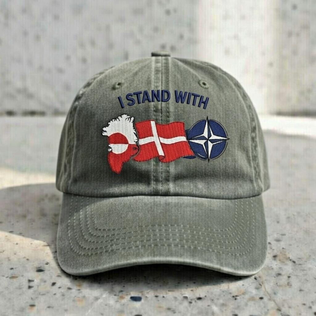 Embroidered Greenland Solidarity Hat, Political Statement Dad Cap
