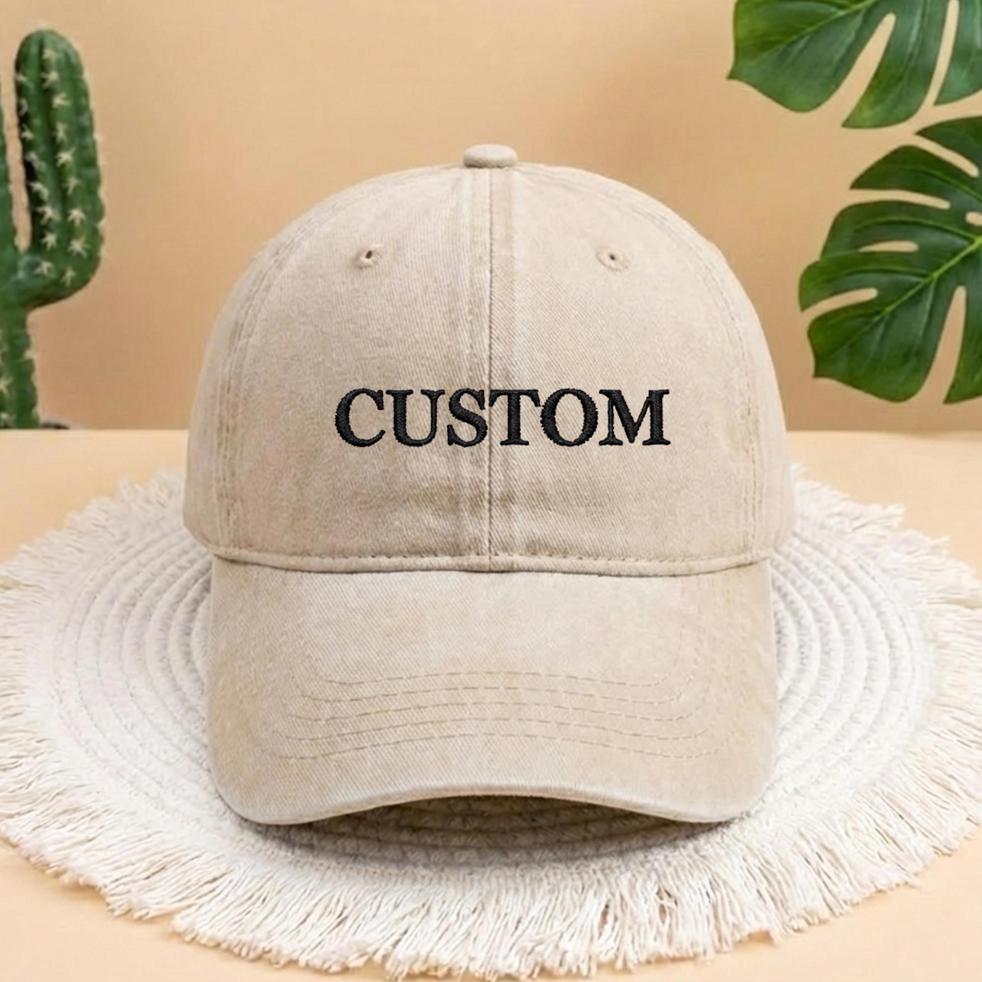 Custom Embroidered Baseball Cap, Personalized Text Hat, Aesthetic Minimalist Custom Gift, Trendy Hand-Embroidered Style Cap, Custom Logo Hat