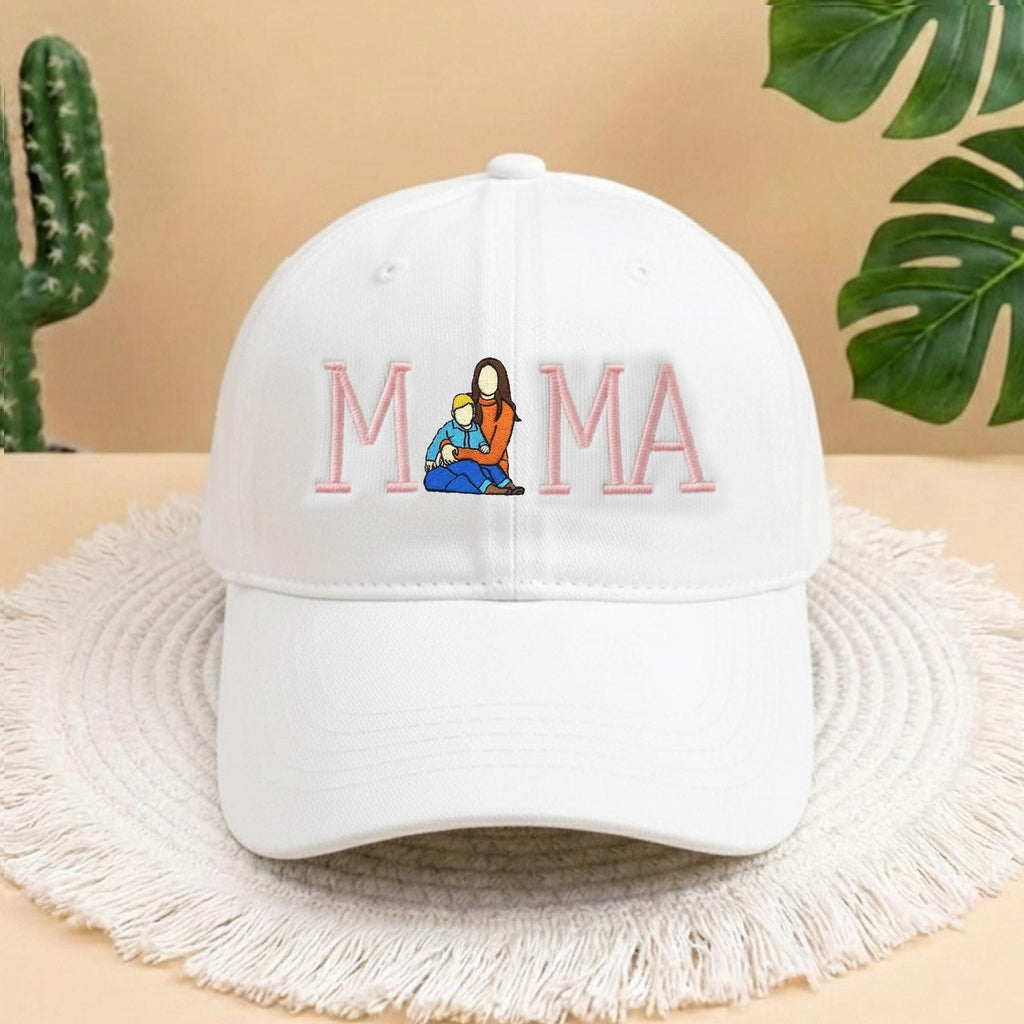Embroidered Custom Photo Mama Hat, Embroidery Text, Photo Embroidery, Memory Gift, Gift for Mom, Custom New Mom Gift