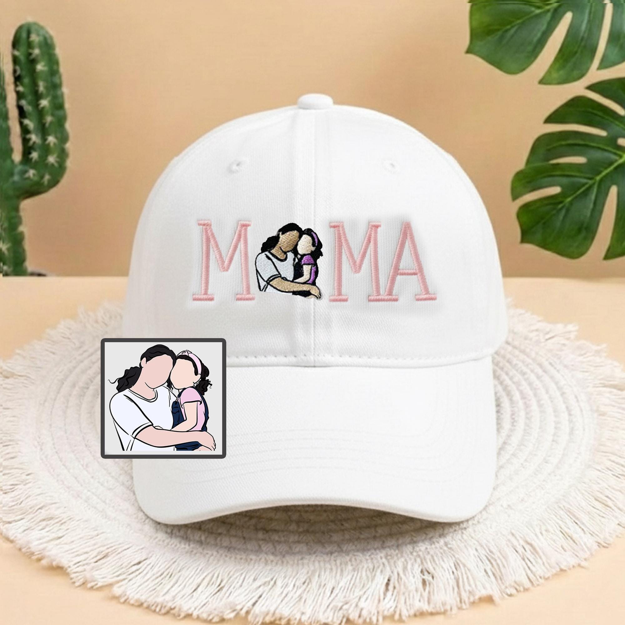 Embroidered Custom Photo Mama Hat, Embroidery Text, Photo Embroidery, Memory Gift, Gift for Mom, Custom New Mom Gift