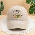 Minnesota State Flower Showy Lady's Slipper Embroidered Hat, Aesthetic Beige Minnesota Pride Baseball Cap, Minnesota Gift for Her