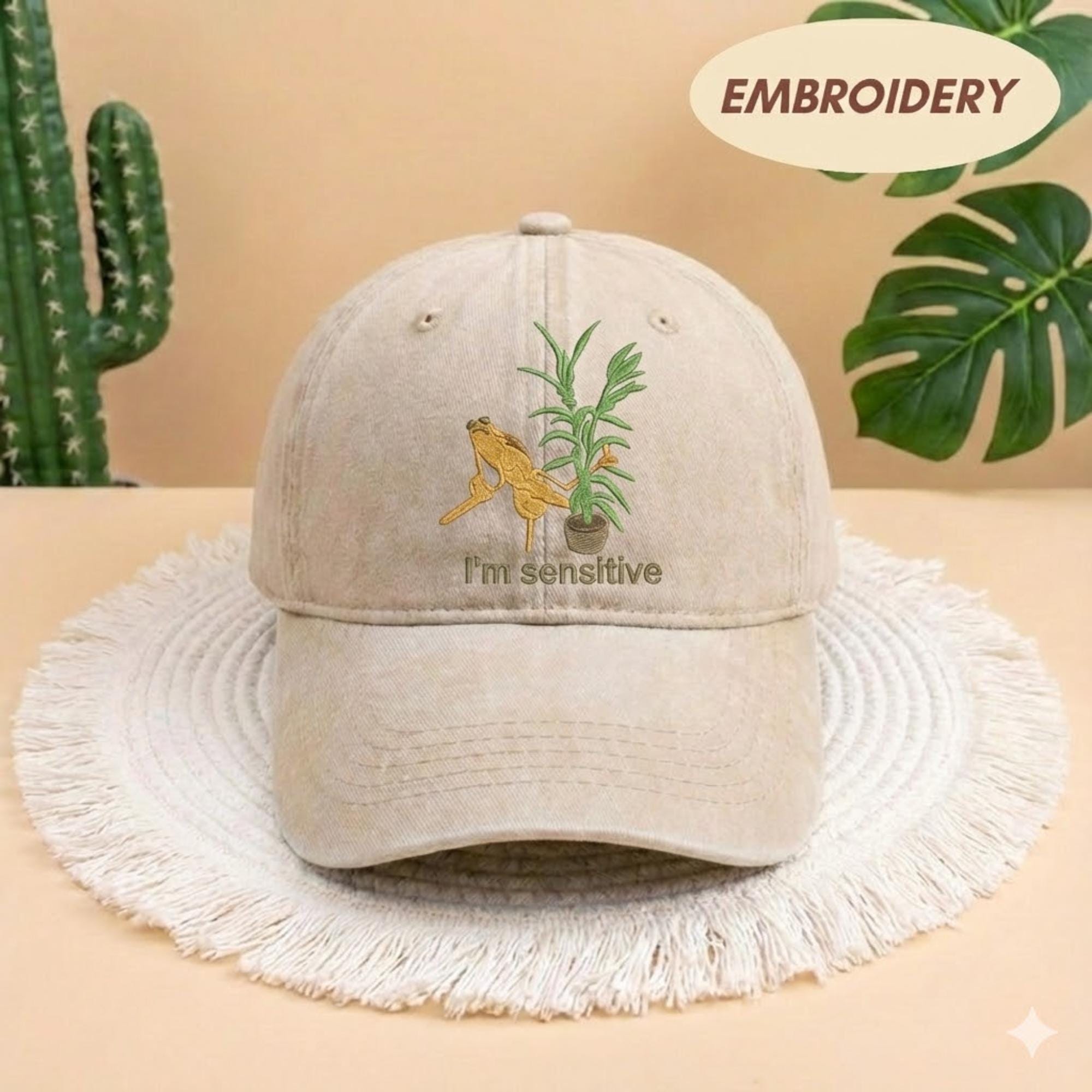 Embroidered Marcus The Worm Hat, I’m Sensitive Cap, Marcus The Worm Meme Hat, Funny Meme Hat, Brain Rot Cap