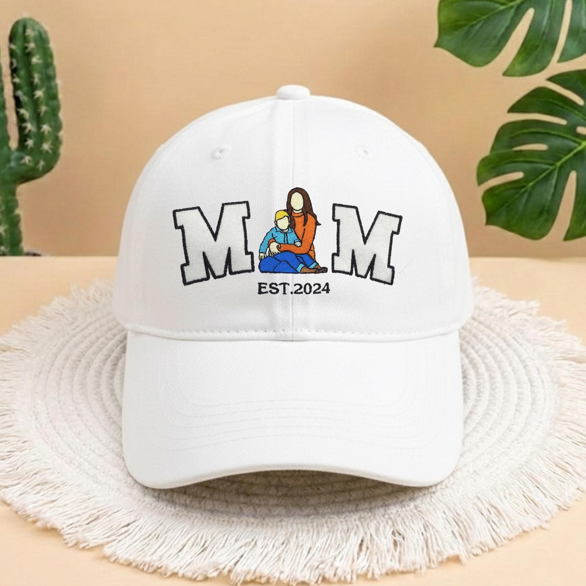 Embroidered Custom Photo Mom Year Hat, Embroidery Text, Photo Embroidery, Memory Gift, Gift for Mom, Custom New Mom Gift, Mothers Day Gift