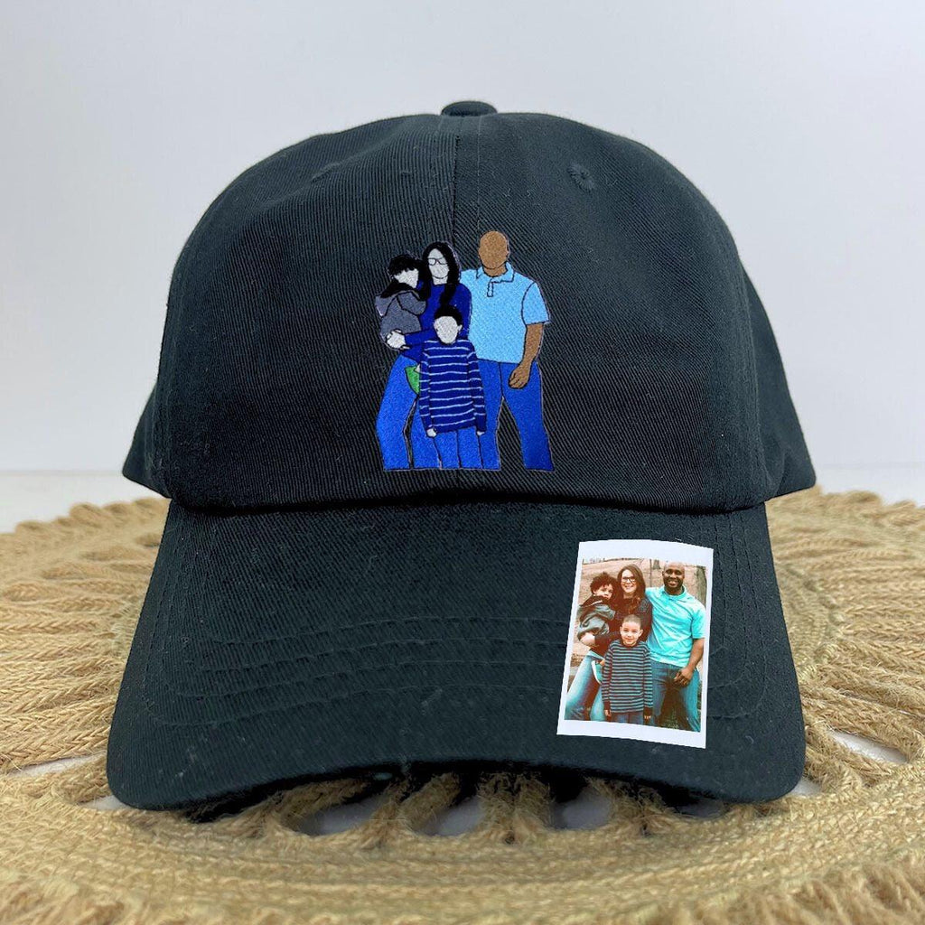 Embroidered Custom Portrait Cap, Personalize Hat Custom Embroidery People, Gift For Mom Dad, Family Outline Hat, Embroidery Portrait Hat
