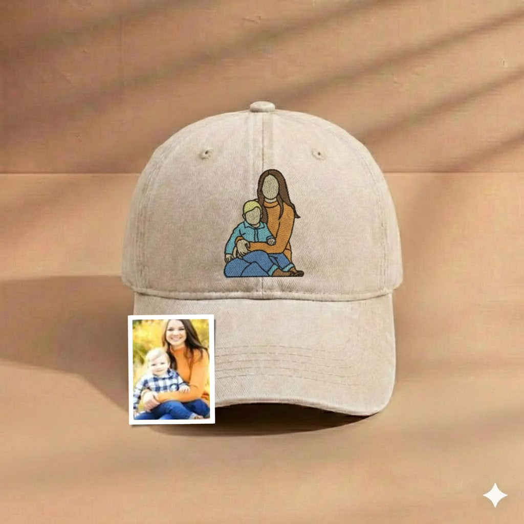 Custom Mom Embroidered Hat, Personalized Mama Name Cap, Mothers Day Gift Headwear, Gift For Mom, Family Outline Hat, Embroidery Portrait Hat