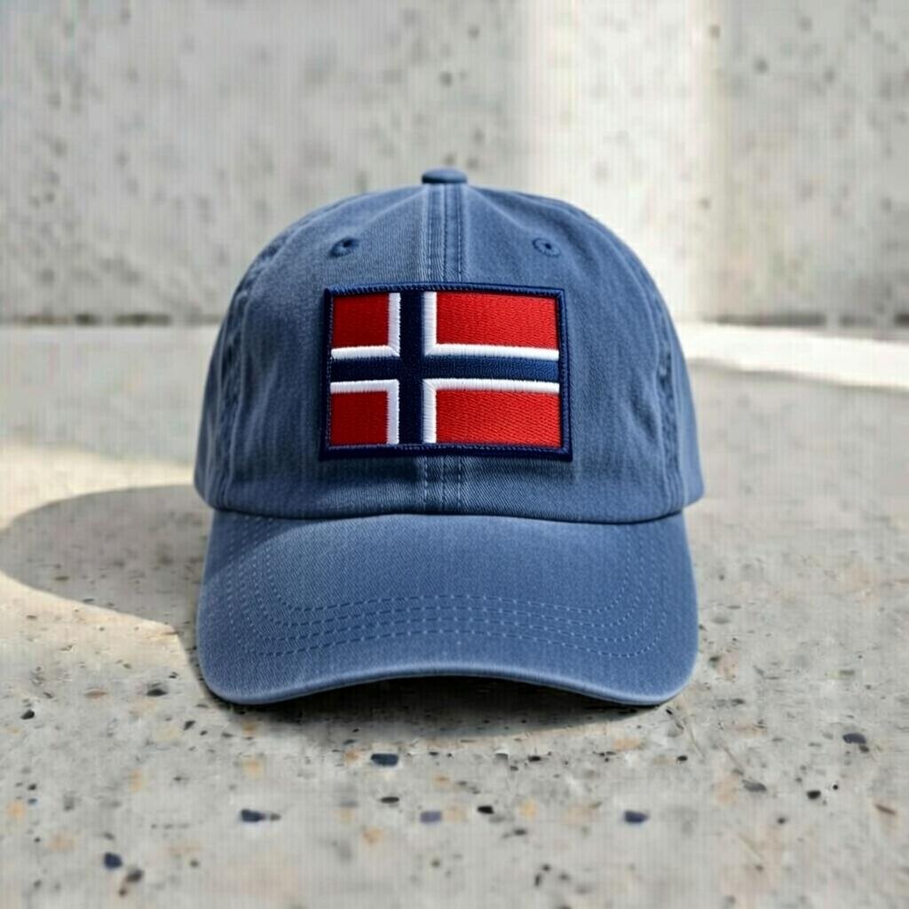 Embroidered Norway Flag Dad Hat, Scandinavian Patch Cap