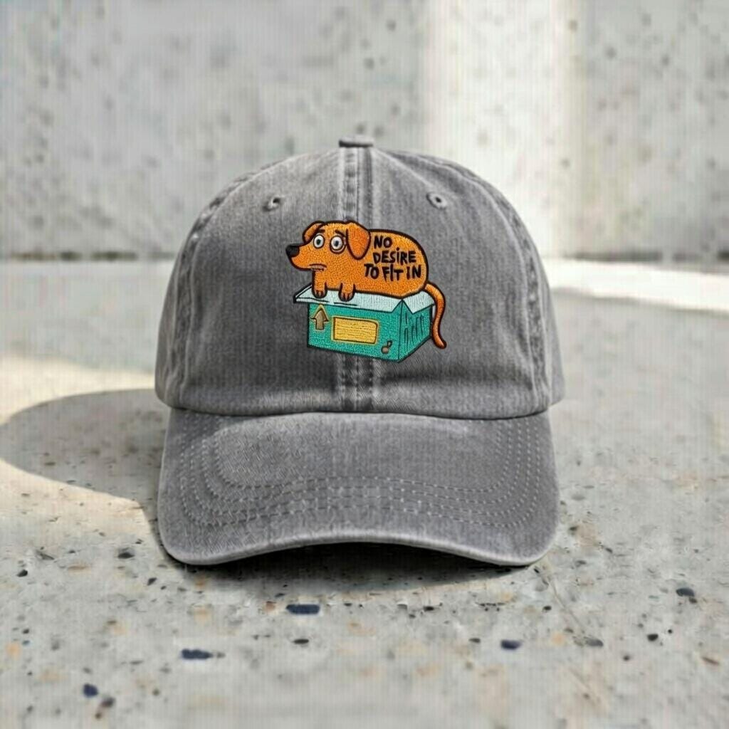 Embroidered Dog Dad Hat, Funny Introvert Gift, Khaki Baseball Cap