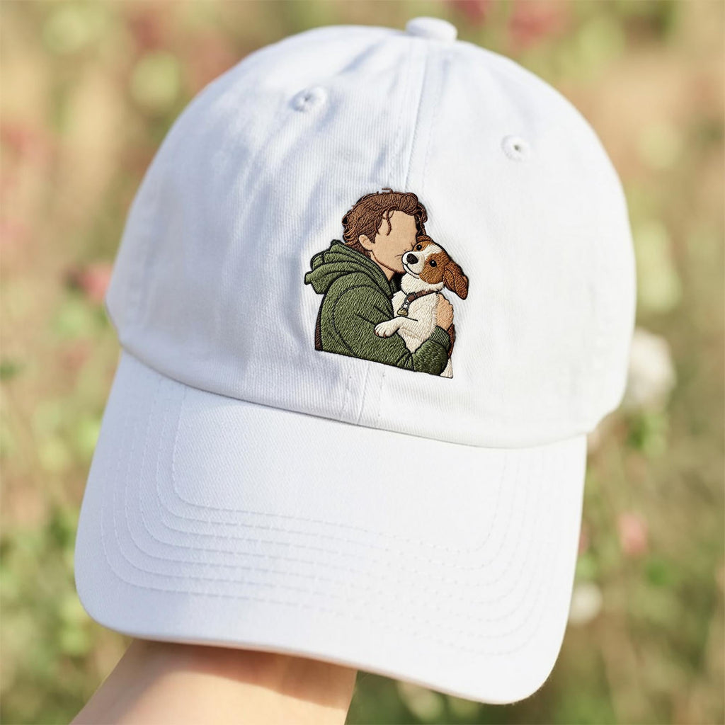 Custom Dog Head Embroidered Hat, Personalized Pet Portrait Baseball Cap, Custom Dog Face Hat from Photo, Unique Gift for Dog Lovers
