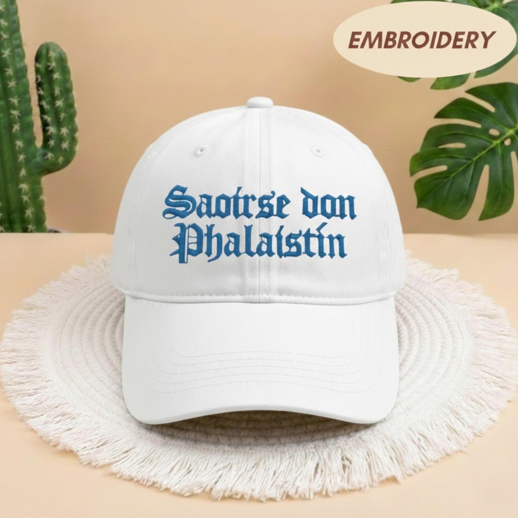 Saoirse Don Phalaistín Embroidered Hat, Freedom For Palestine Baseball Cap, Gaelic Statement Headwear, Human Rights Activist Gift Hat