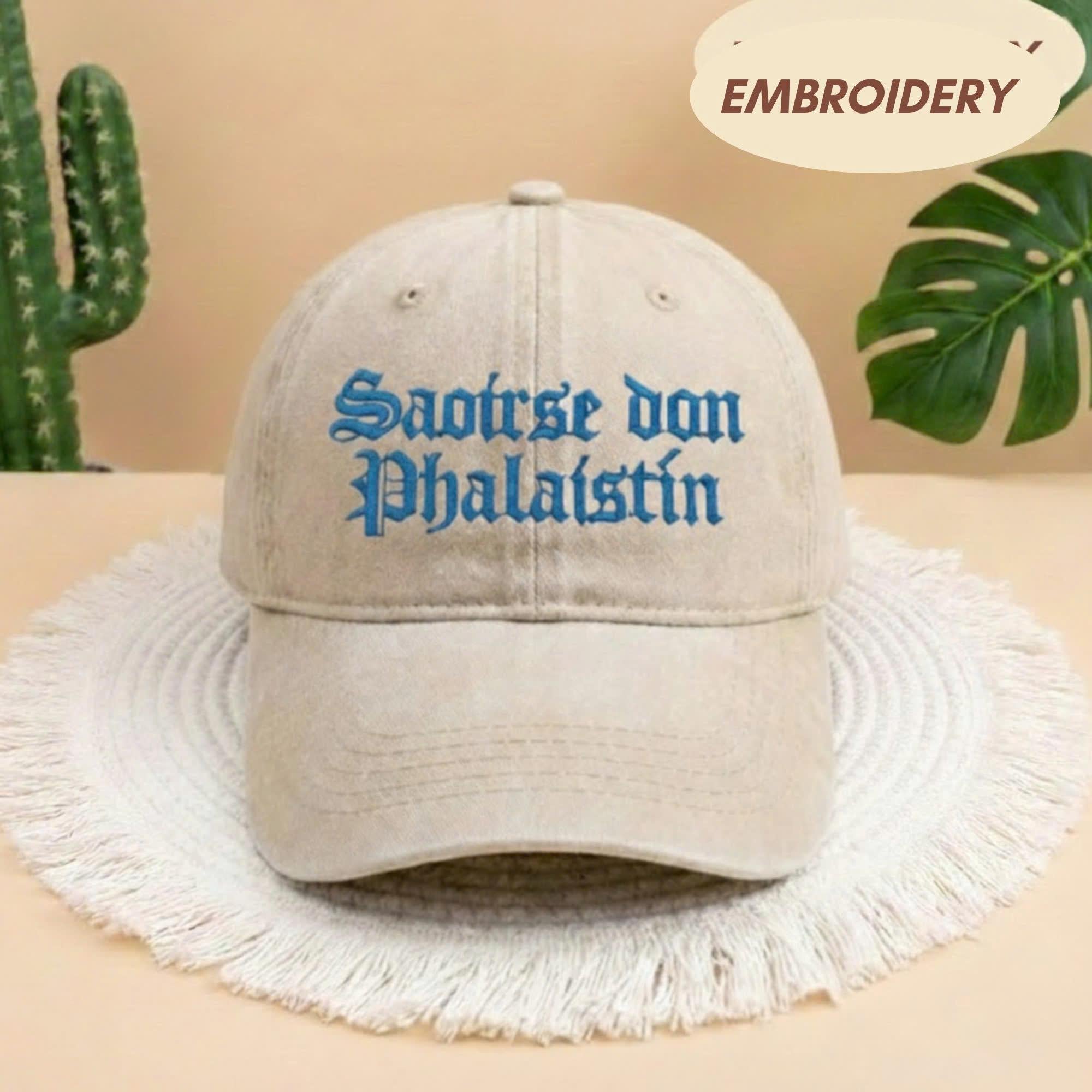 Saoirse Don Phalaistín Embroidered Hat, Freedom For Palestine Baseball Cap, Gaelic Statement Headwear, Human Rights Activist Gift Hat