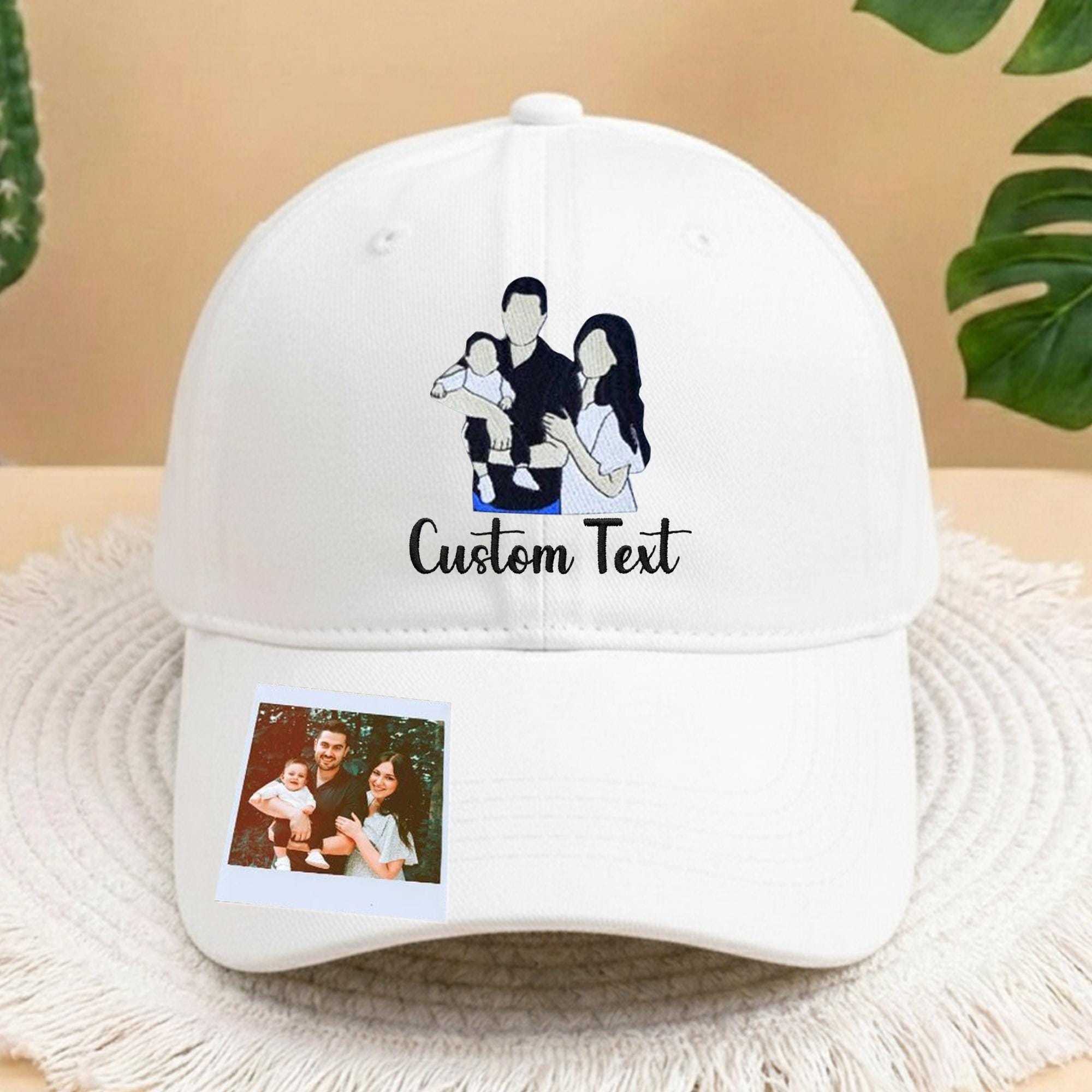 Custom Mother and Baby Portrait Hat, Personalized Mom and Child Cap, Embroidered Custom Portrait Cap, Personalize Hat Custom Embroidery