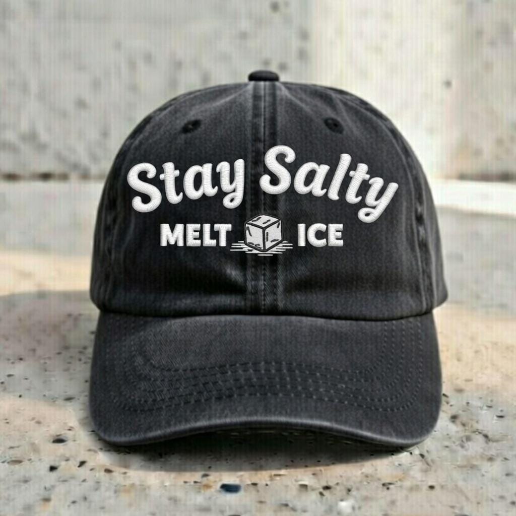 Stay Salty Melt ICE Embroidered Dad Hat, Unisex Cotton Cap